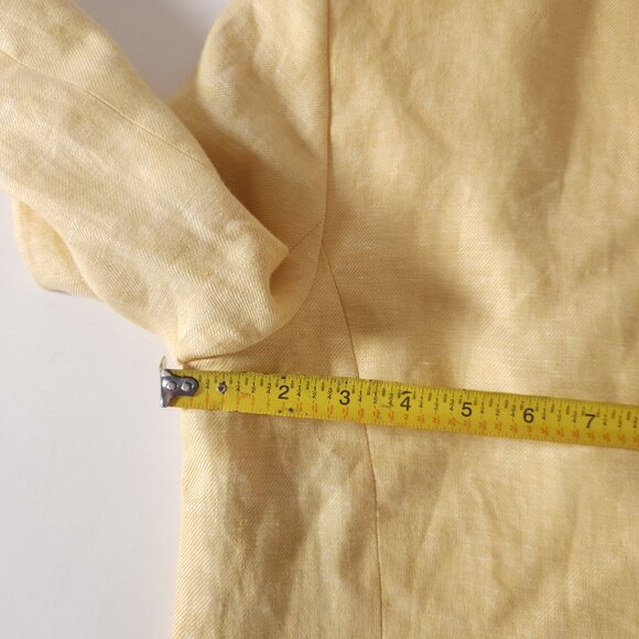 Talbots Womens Petite Linen Blazer 12P Yellow Lined Office Career Spring - Picture 6 of 15